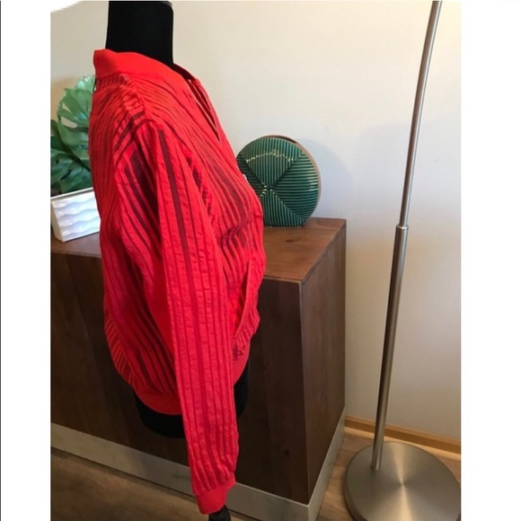 Red Striped Organza Bomber Jacket - Picture 7 of 8